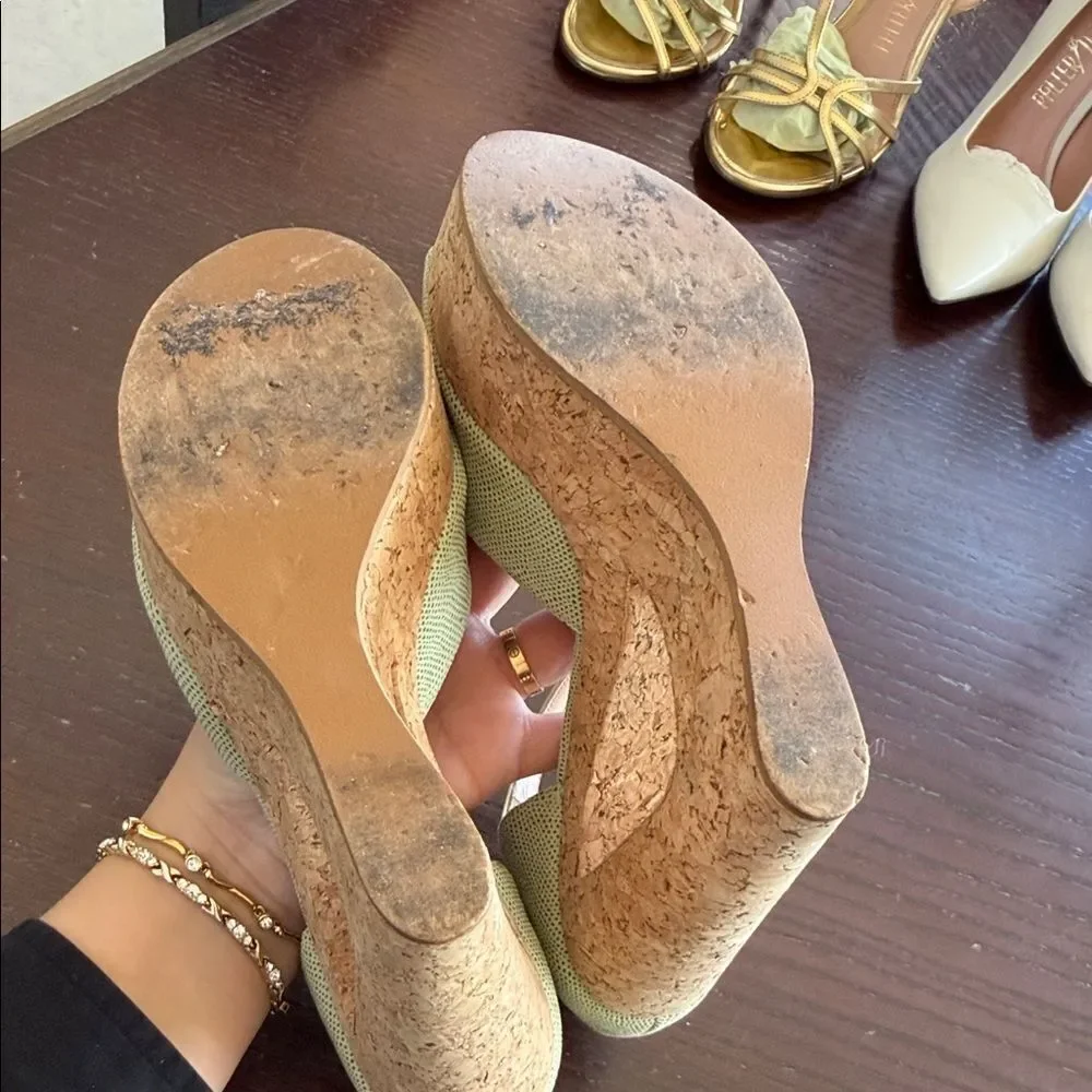 Valentino Cream and Tan Wedge Sandals